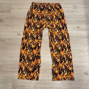 VTG Y2K Michael Morgan Skull Flame All Over Print AOP Pants Skater Grunge Sz M